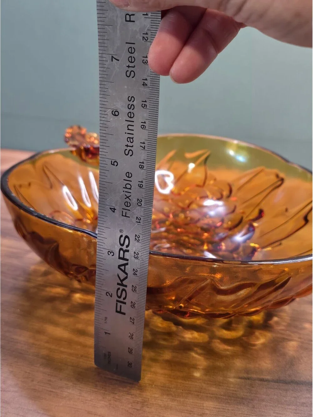 Vintage Amber Glass Grape Leaf Bowl Indiana Colony Candy Dish